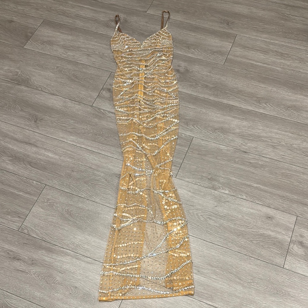 Elegant Gold and Silver Women's Dress